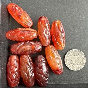 RARE Vintage Chinese Carved Carnelian Beads